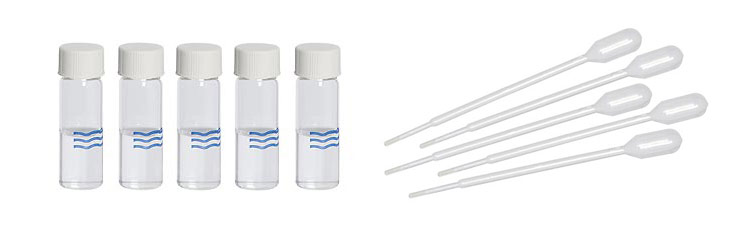 Vials used in the 2-stroke engine oil test kit